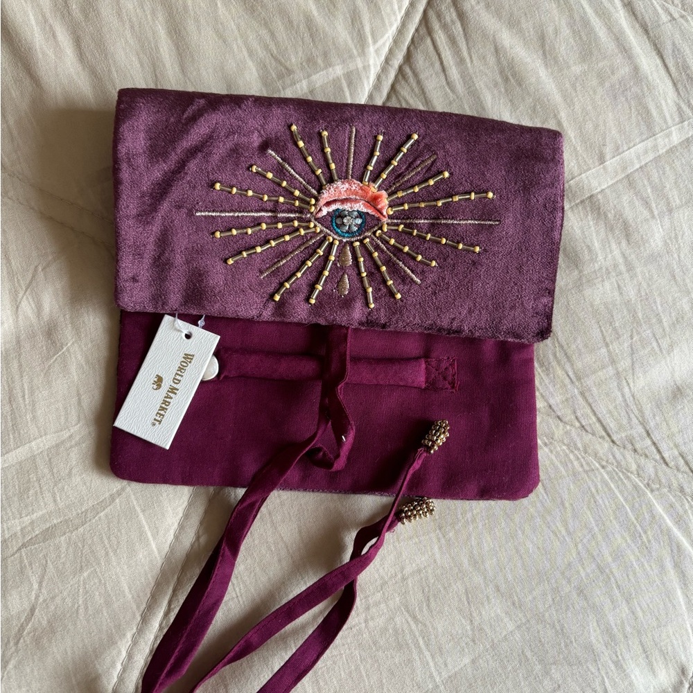 World Market Multifunctional Velvet Purple Case NWT